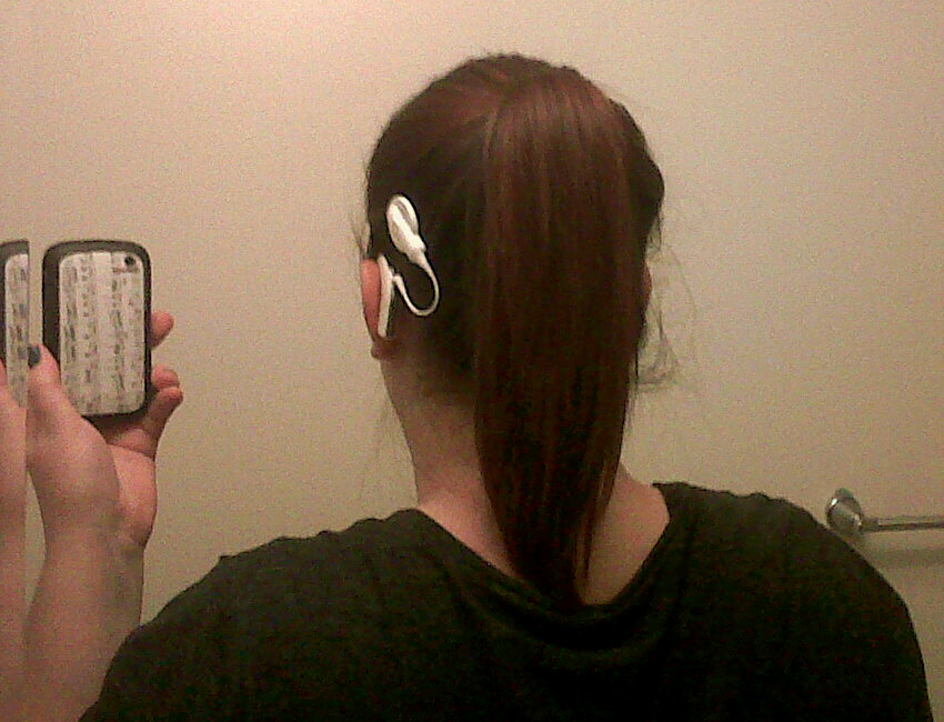 Joanie was implanted with a Cochlear Nucleus 5 two years ago and wears a Phonak Naida hearing aid in her other ear. She has worn hearing aids all her life.