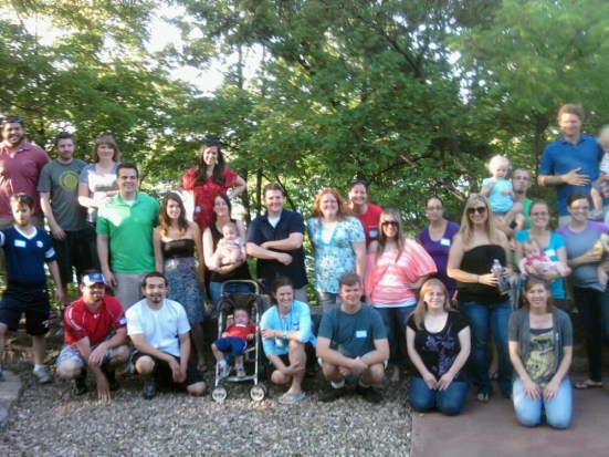 A record crowd attended the local Hearing Loss Association of America Picnic in late spring. This is only a third of the group from that day. (Lipreading Mom stood behind the camera.)