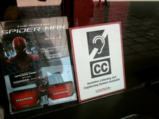 At the (captioned) movies with my daughter!