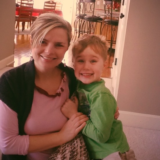 A photo of me with my youngest son 15 years ago when the Lipreading Mom blog started